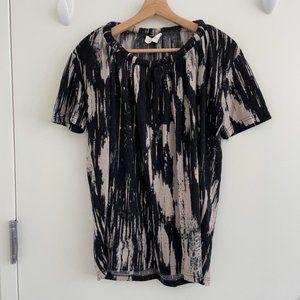 Splash Ink Tan/Black Oversized Short Sleeves Top